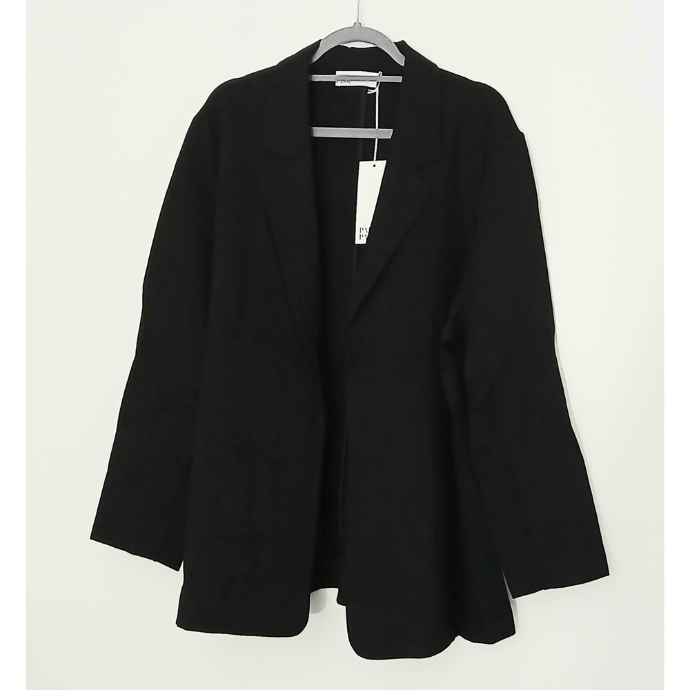Pari Passu‎ Ponte Debi Open Blazer Women's Size 18 Black Luxury Lightweight NWT